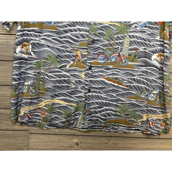 Harley Davidson Hawaiian Surfer Shirt XL Mens Vintage Hawaii Made in USA - Picture 3 of 10
